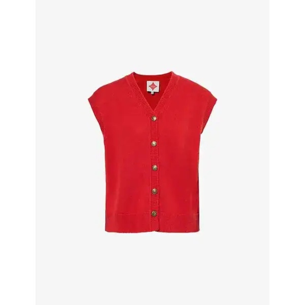 Reformation x Shrimps V-neck sleeveless cashmere blend knitted vest Size Small - Picture 5 of 9